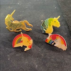 Vintage Colorful Unicorn Pin Set of 4